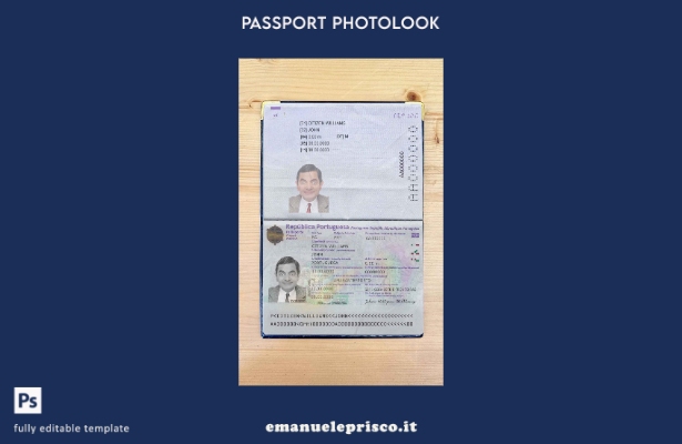 modello di aspetto fotografico del pass Portogallo in stile verificato (presente